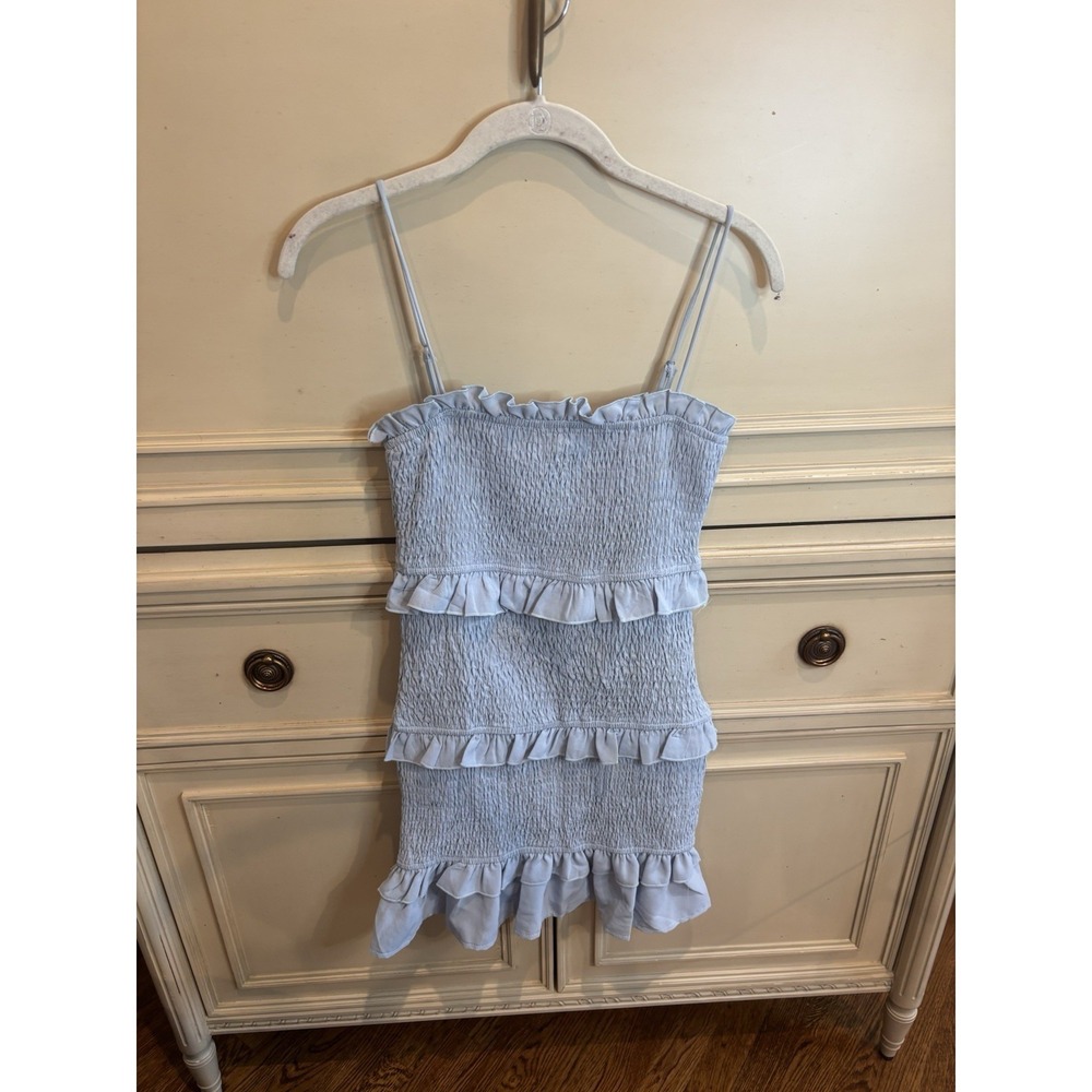 Hello Molly Blue Tiered Cocktail Dress NWT Stretch Adj Straps Medium/6